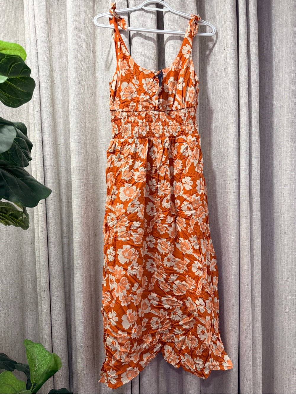 American Eagle Outfitters Orange Floral Midi Dress